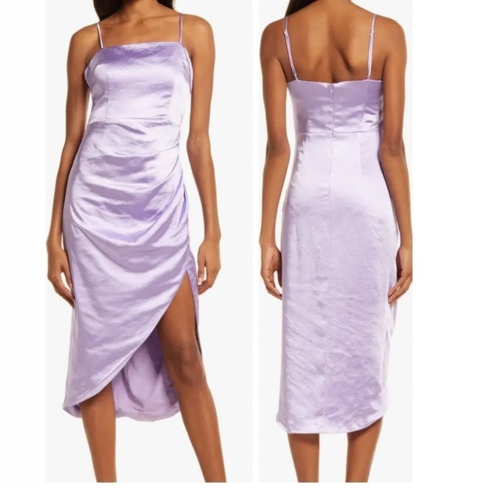 ELLIATT Casey Ruched Asymmetric Hem Dress Purple Lavender Sleeveless Small